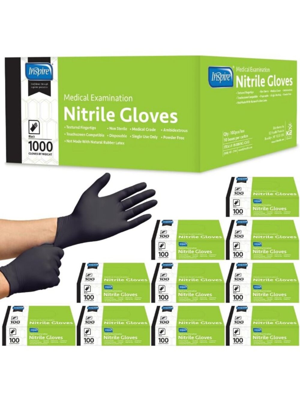 Quality Black Nitrile Gloves | Disposable Latex-Free, 4.5 Medical Exam Gloves